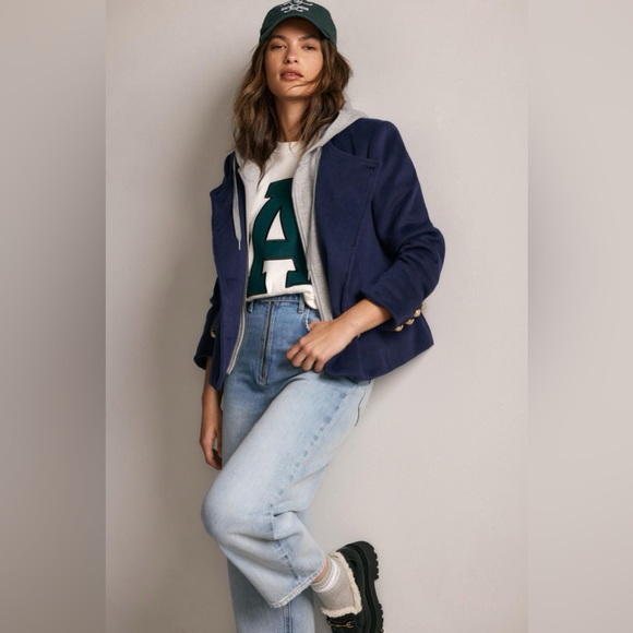 Anthropologie Maeve Twofer Hoodie Peacoat - Picture 1 of 11